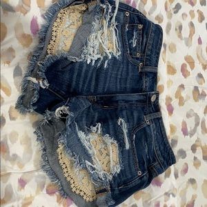 Lace and jean shorts